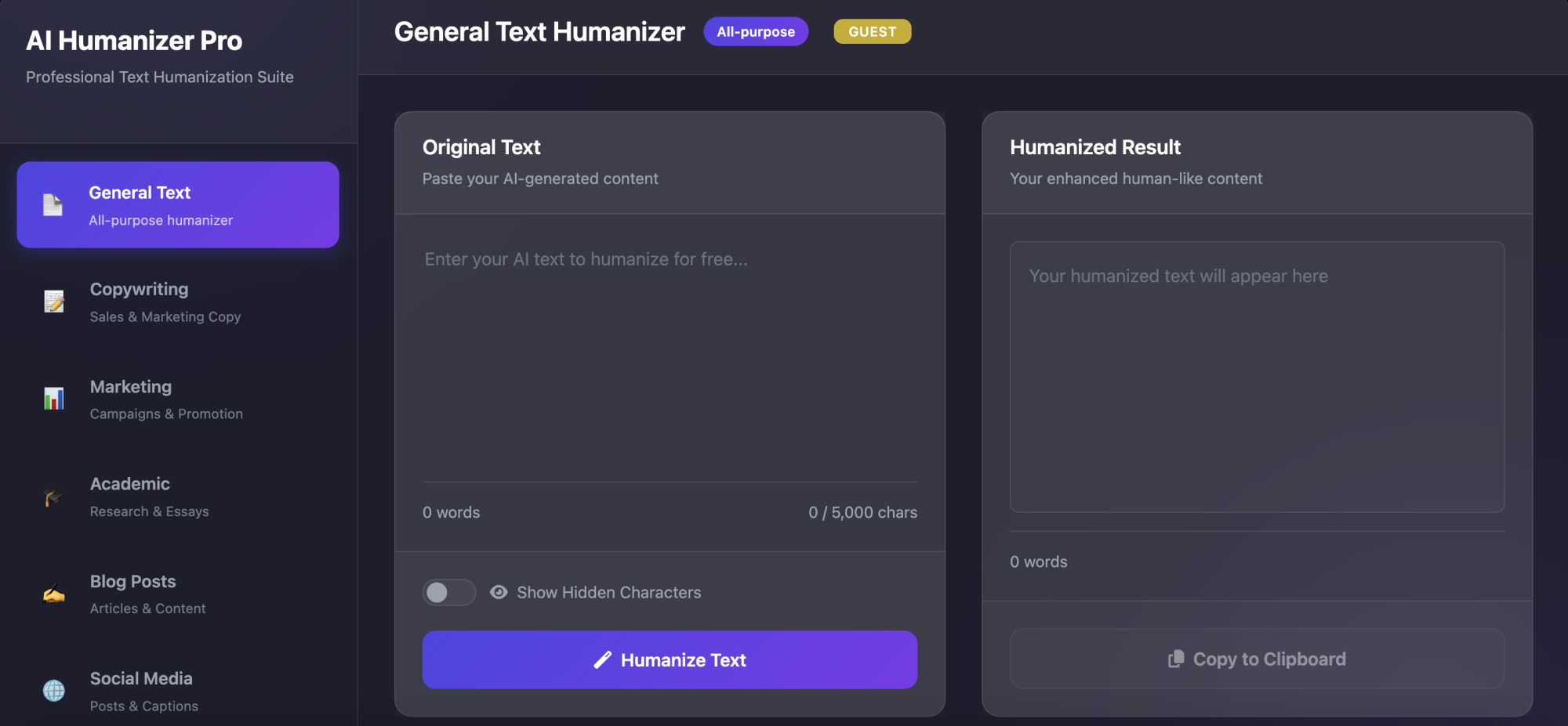 AI Humanizer Interface